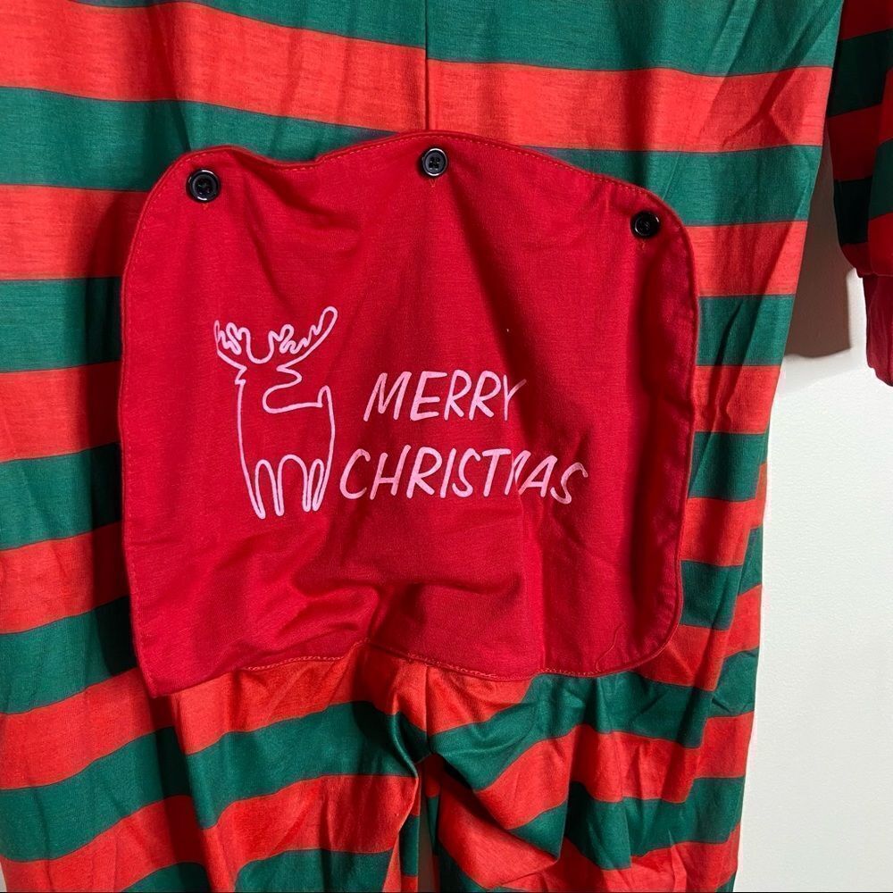 PATPAT Women’s Holiday Christmas Red Green Striped Onesie Pajamas Size Small - Picture 5 of 6